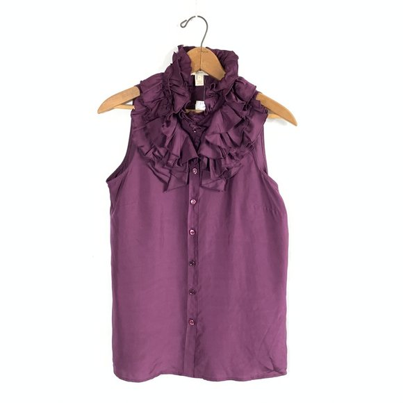 J. Crew Tops - J. Crew S/L Kelsey Ruffle Silk Button-Down Blouse
